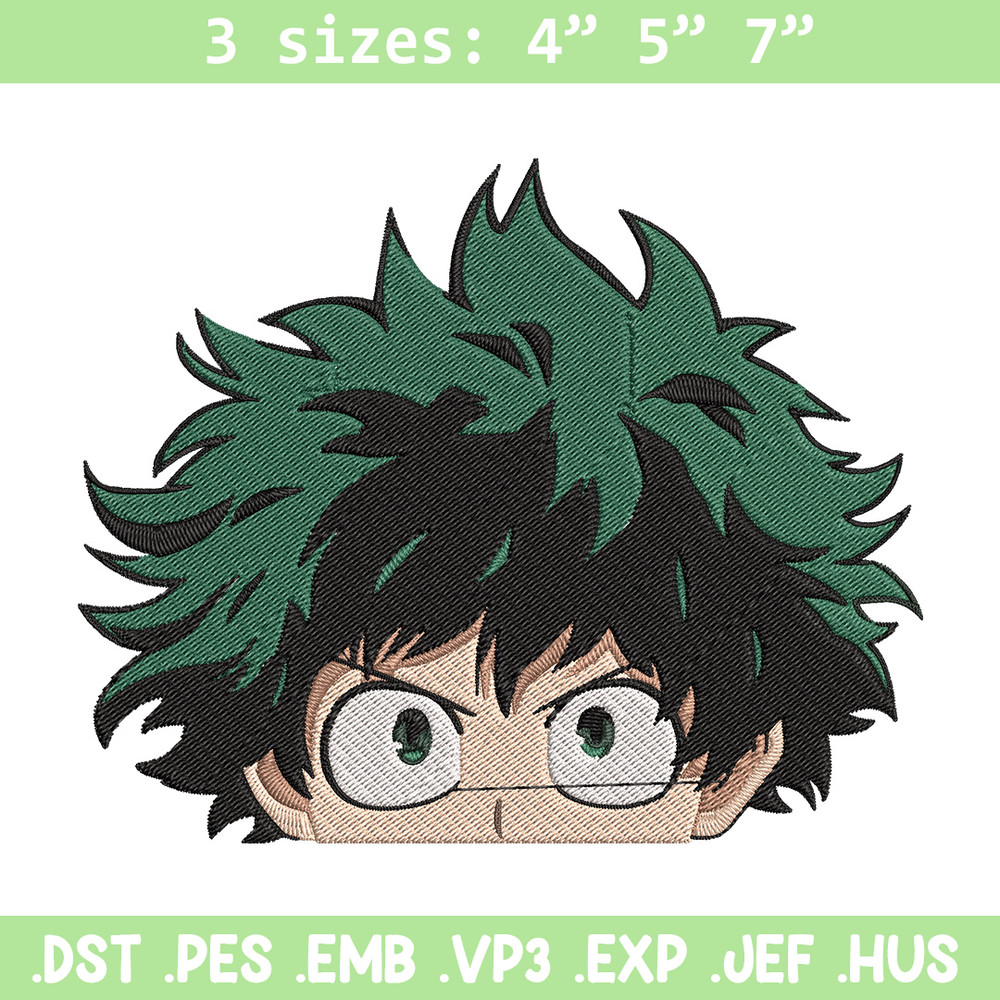 Deku face Embroidery Design, Mha Embroidery, Embroidery File, Anime Embroidery, Anime shirt, Digital download.jpg
