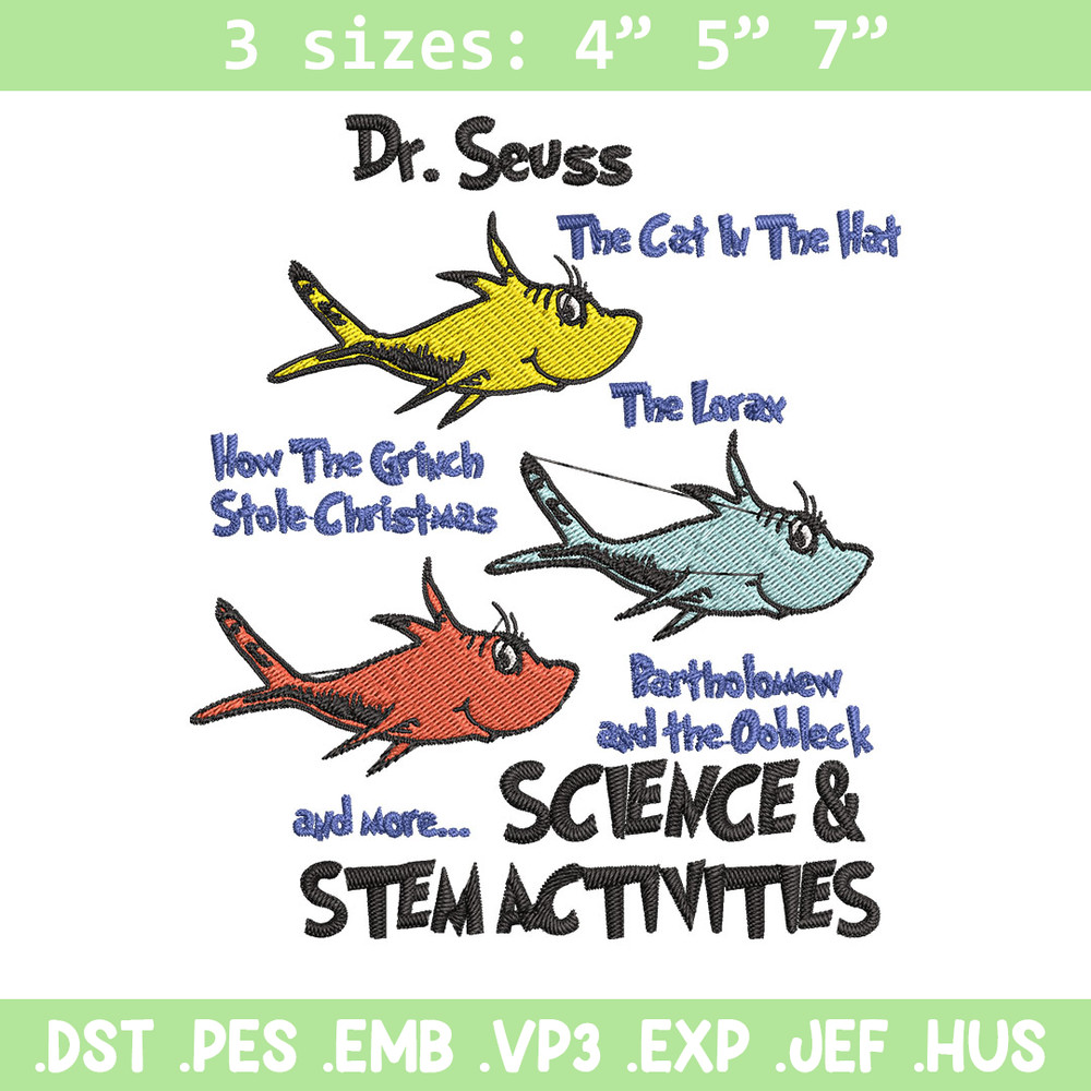 Dr Seuss Stem Activities Embroidery Design, Dr Seuss Embroidery, Embroidery File, Embroidery design, Digital download..jpg