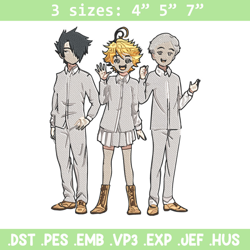 Emma friends Embroidery Design, Promised Neverland Embroidery, Embroidery File, Anime Embroidery, Digital download.jpg