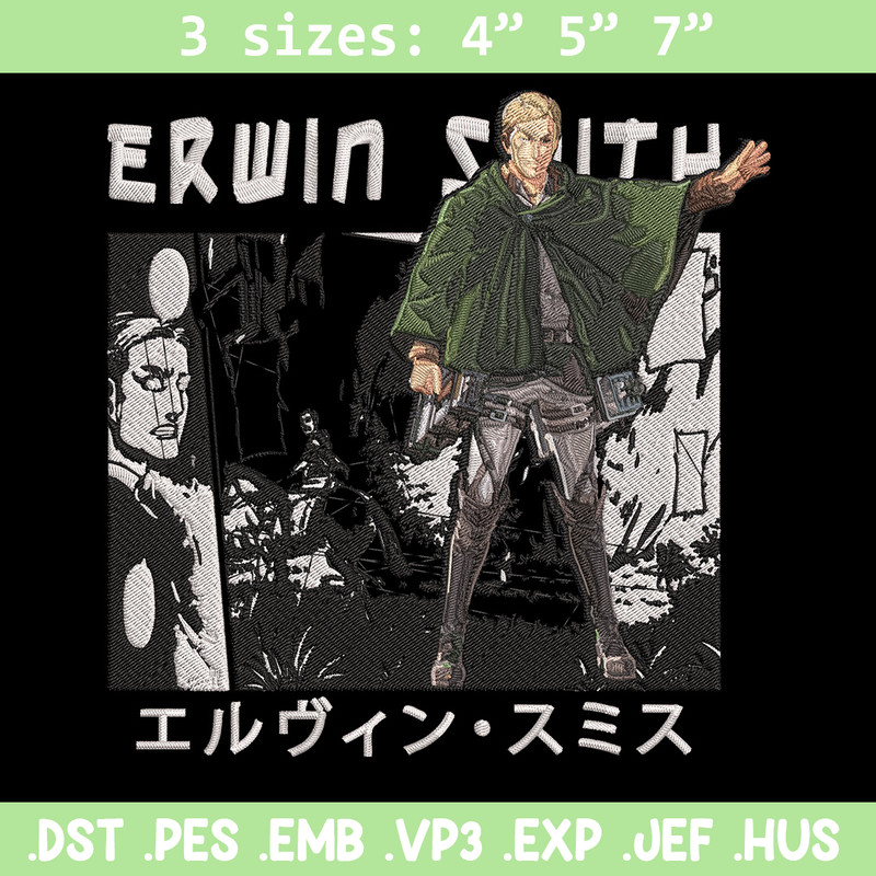 Erwin Smith Embroidery Design, Aot Embroidery, Embroidery File, Anime Embroidery, Anime shirt, Digital download.jpg