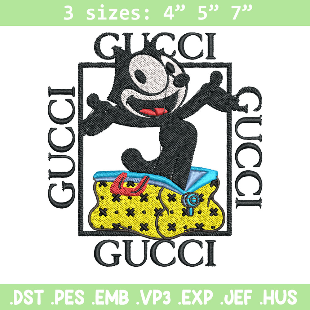 Felix The Cat Gucci Embroidery design, Felix The Cat Embroidery, cartoon design, Embroidery File, Digital download..jpg