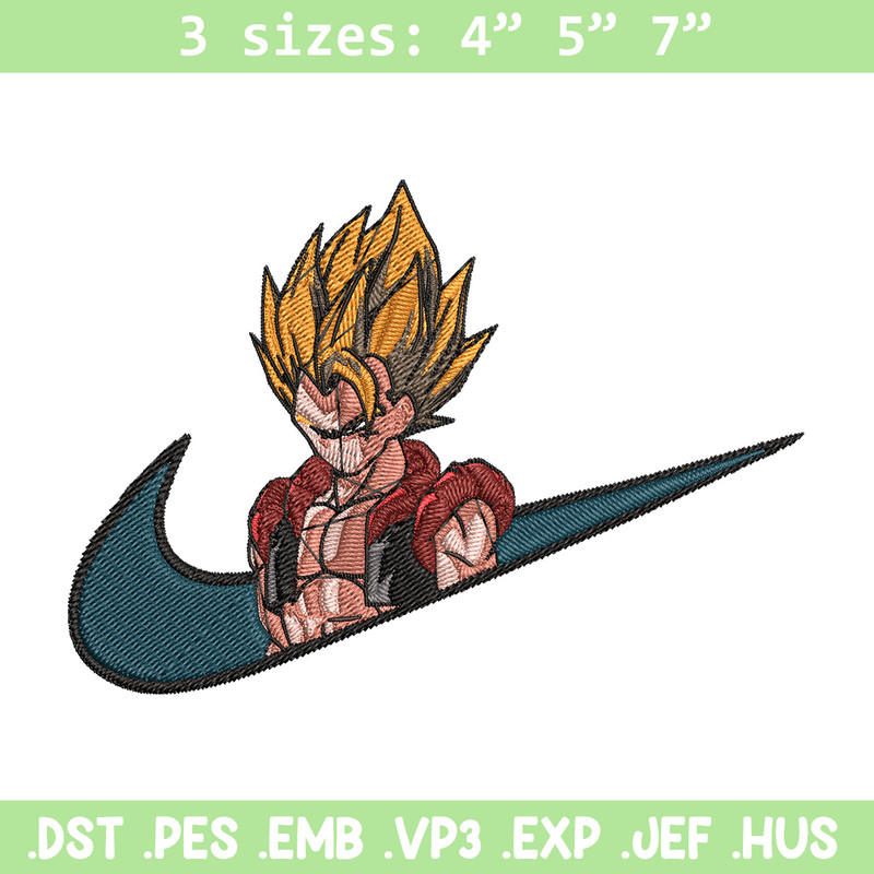 Gogeta x nike Embroidery Design, Dragonball Embroidery, Embroidery File, Nike Embroidery, Anime shirt, Digital download.jpg