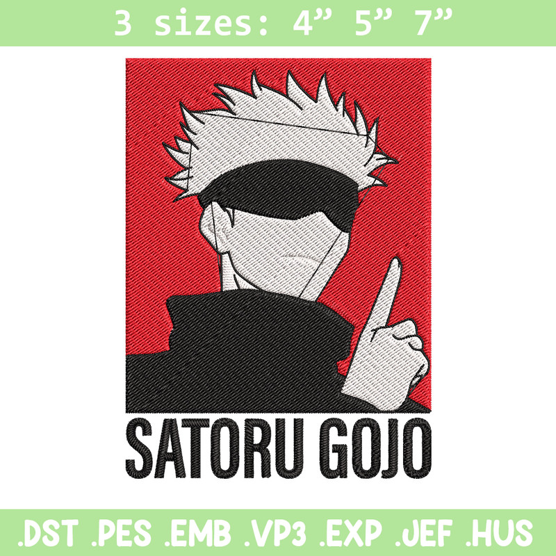 Gojo poster Embroidery Design, Jujutsu Embroidery, Embroidery File, Anime Embroidery,Anime shirt, Digital download.jpg