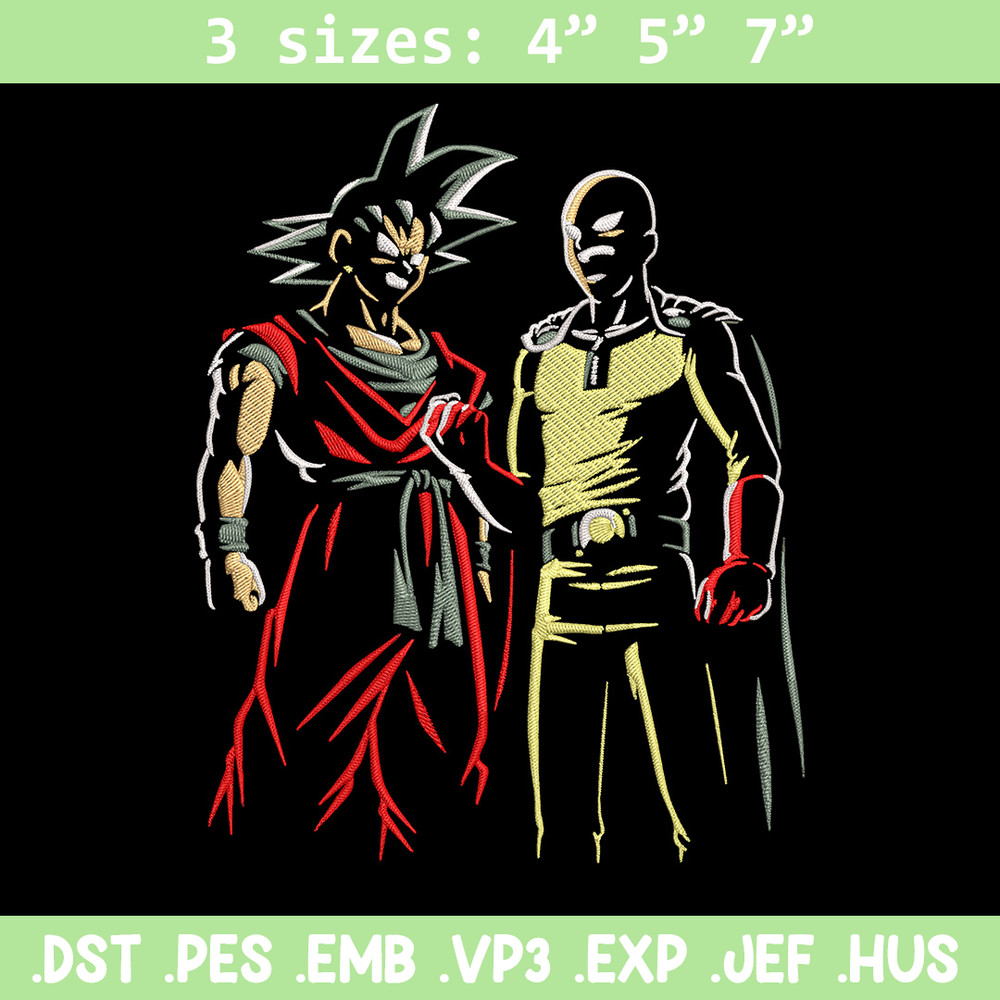 Goku x Saitama Embroidery Design, Dragonball Embroidery,Embroidery File, Anime Embroidery, Anime shirt, Digital download.jpg
