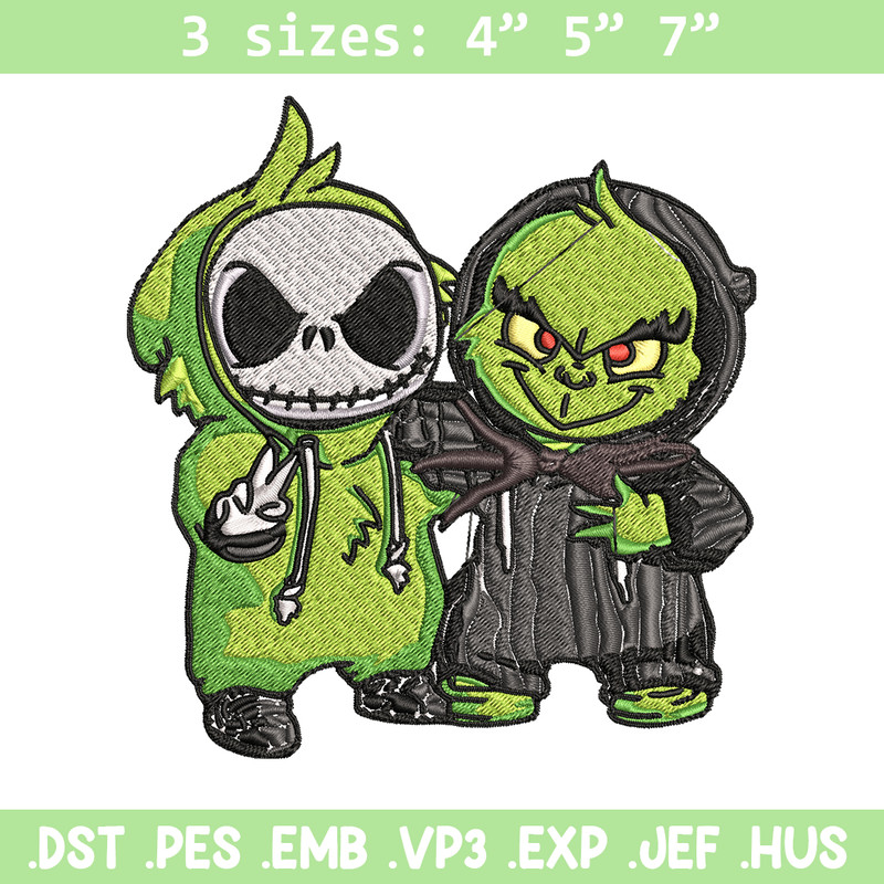 Grinch And Jack Skellington Embroidery design, Grinch Christmas Embroidery, Horror design, logo shirt, Digital download..jpg