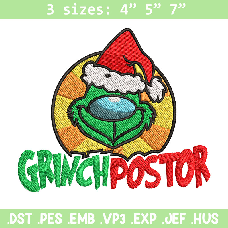 Grinch postor Christmas Embroidery design, Grinch christmas Embroidery, Grinch design, Embroidery file, Instant download.jpg