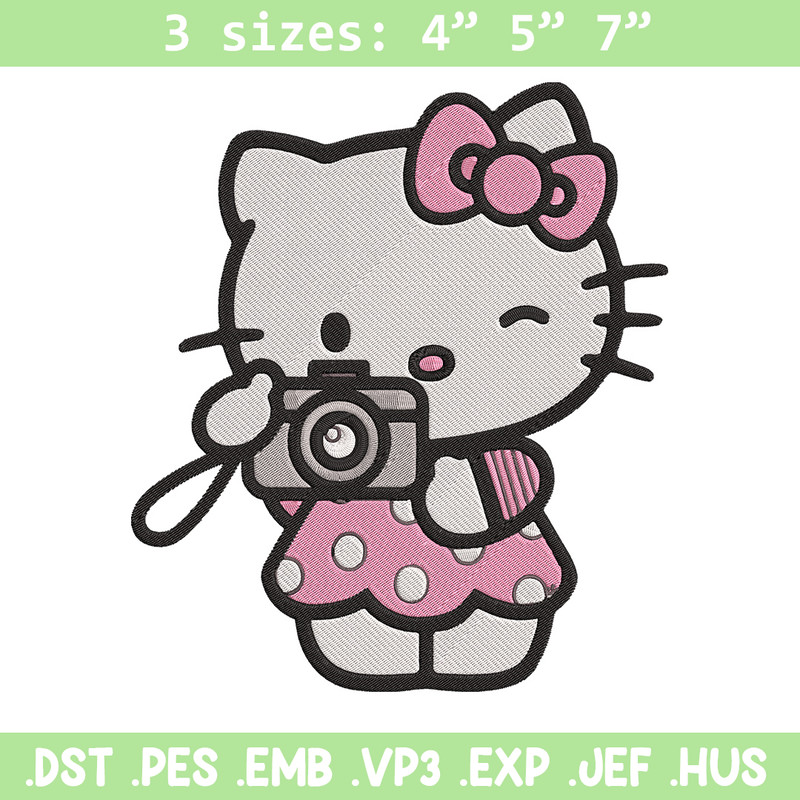 Hello kitty camera Embroidery Design, Hello kitty Embroidery, Embroidery File, Anime Embroidery, Digital download.jpg