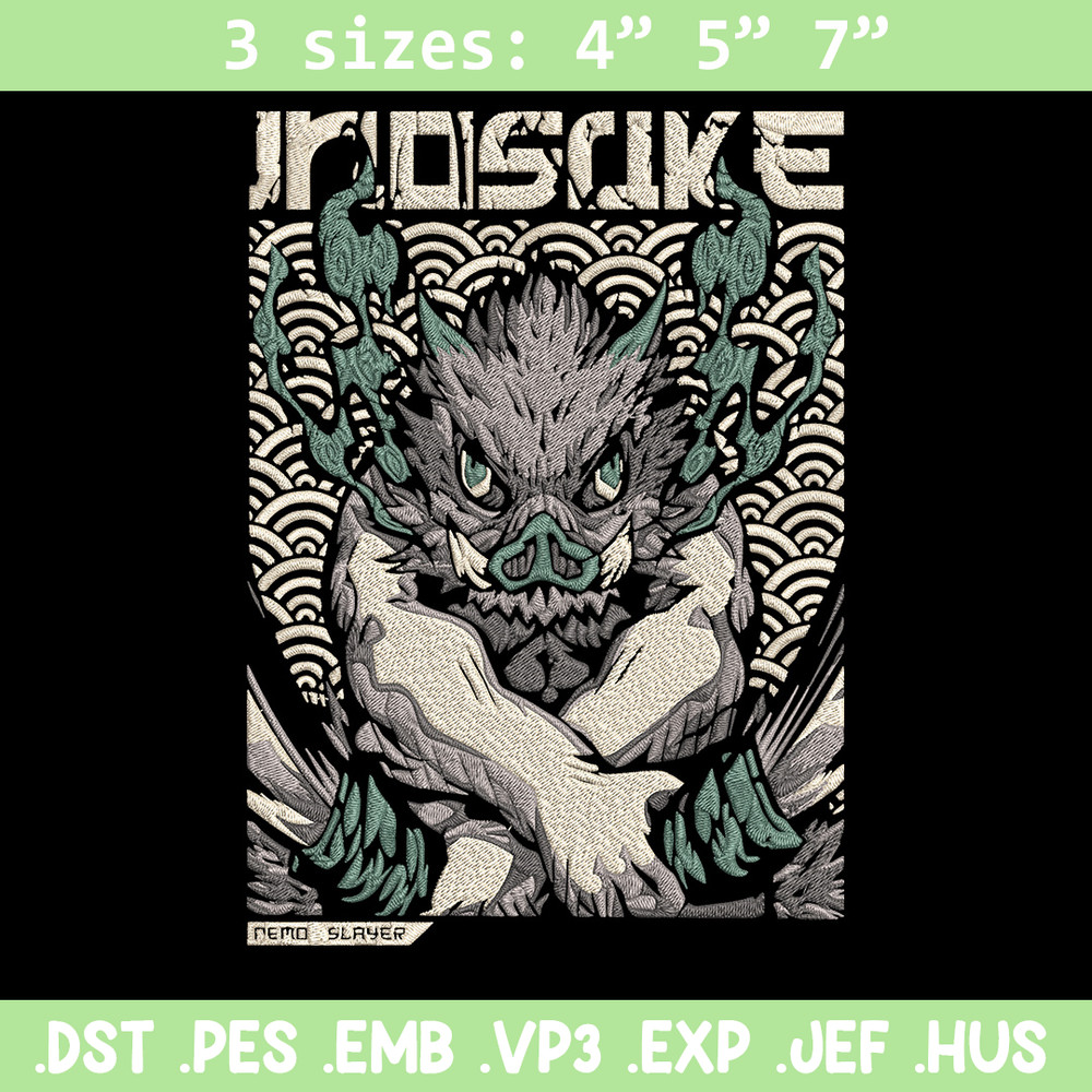 Inosuka poster Embroidery Design, Demon slayer Embroidery,Embroidery File,Anime Embroidery,Anime shirt,Digital download.jpg