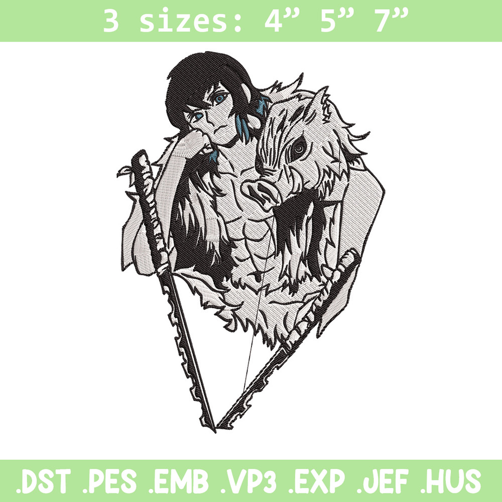 Inosuke poster Embroidery Design,Demon slayer Embroidery,Embroidery File,Anime Embroidery,Anime shirt, Digital download..jpg