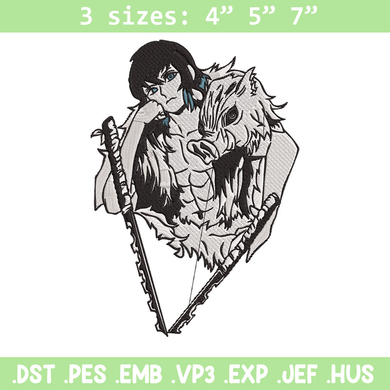 Inosuke poster Embroidery Design,Demon slayer Embroidery,Embroidery File,Anime Embroidery,Anime shirt, Digital download..jpg