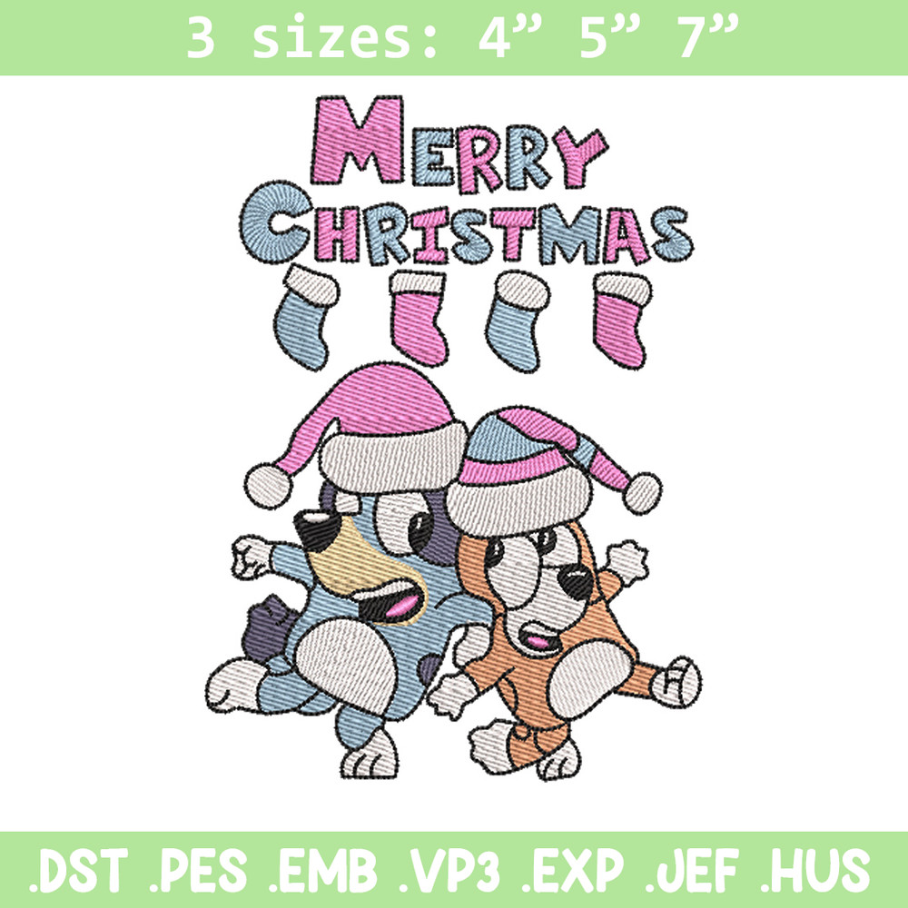 Merry chrismas embroidery design, Bluey embroidery, Chrismas design, Embroidery file, Embroidery shirt, Digital download.jpg
