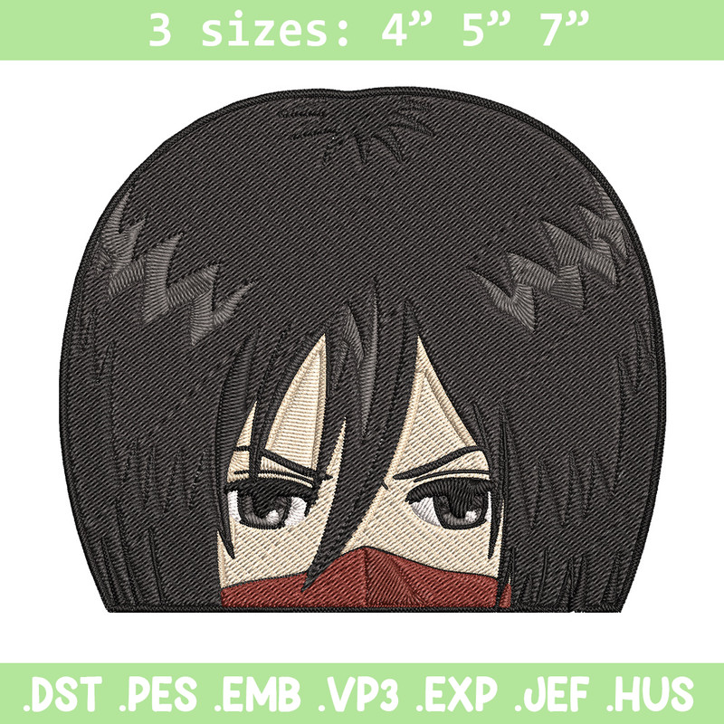 Mikasa Peeker Embroidery Design, Aot Embroidery, Embroidery File, Anime Embroidery, Anime shirt, Digital download.jpg
