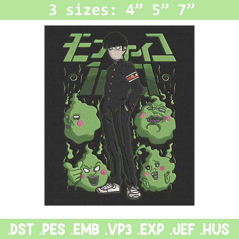 Mob100 poster Embroidery Design, Mob100 Embroidery, Embroidery File, Anime Embroidery, Anime shirt, Digital download.jpg