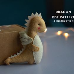 PDF pattern Dragon ornament, Sewing PDF ,DIY Felt Plushie Dragon