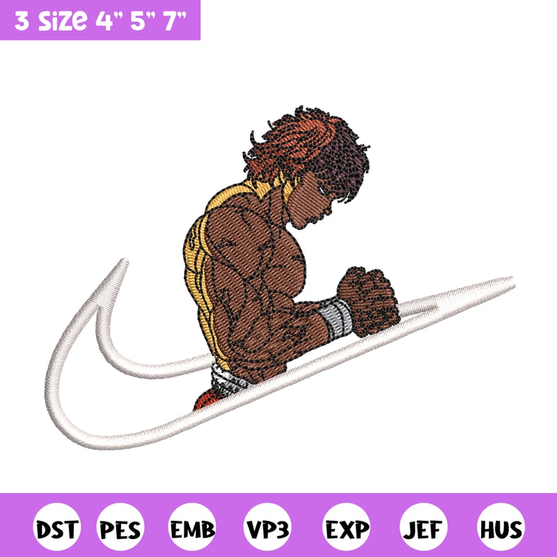 Baki Hanma embroidery design, Baki embroidery, Nike design, anime design, embroidery file, anime shirt, Digital download.jpg