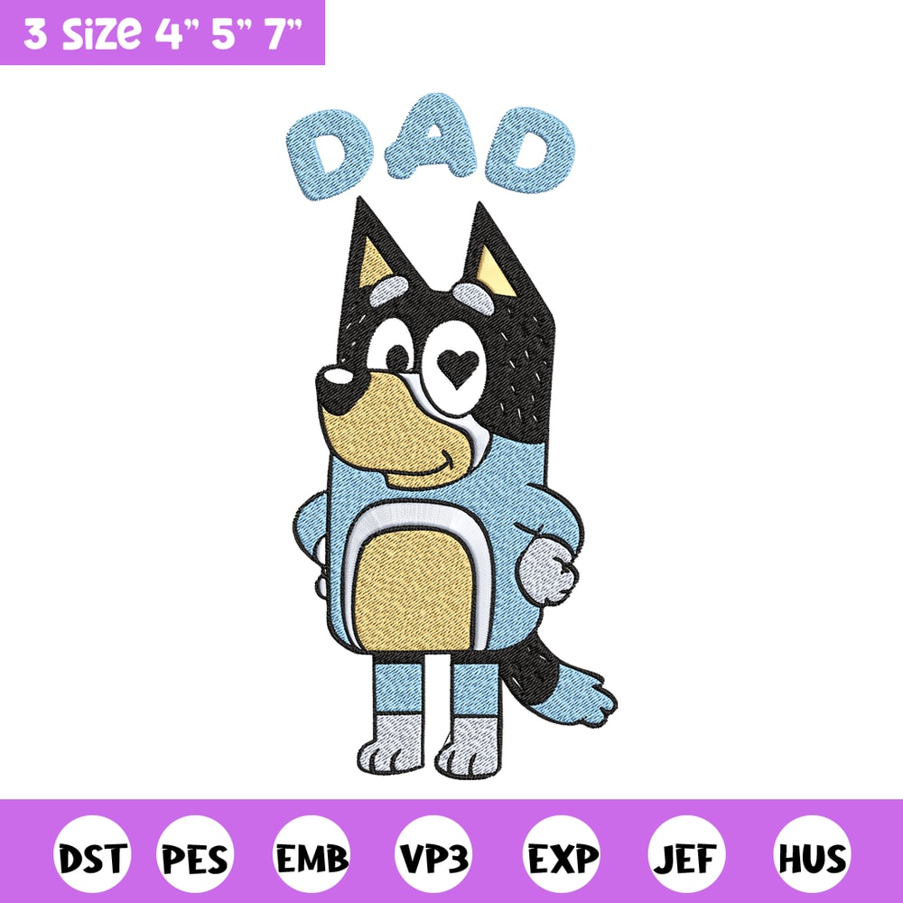 Bluey Dad Embroidery, Bandit Heeler Embroidery, Embroidery File, cartoon design, cartoon shirt, Digital download..jpg