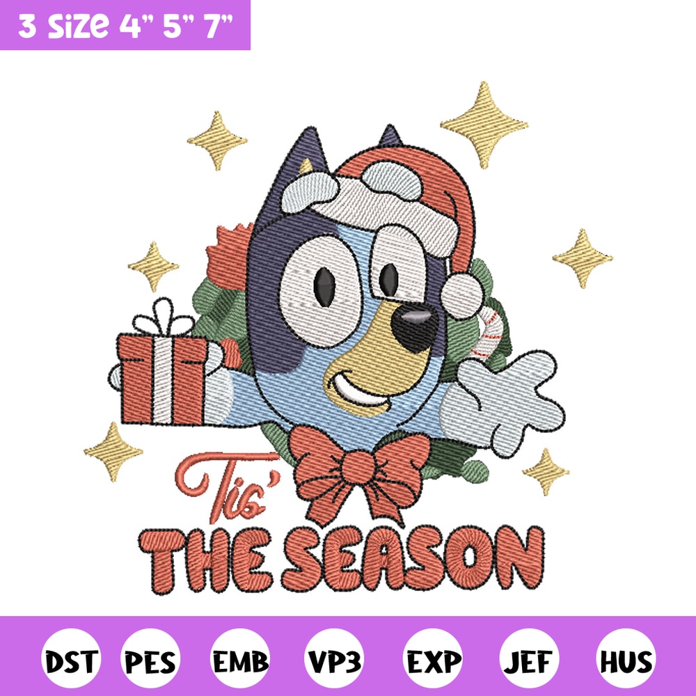 Bluey gift embroidery design, Bluey embroidery, Chrismas design, Embroidery file, Embroidery shirt, Digital download.jpg