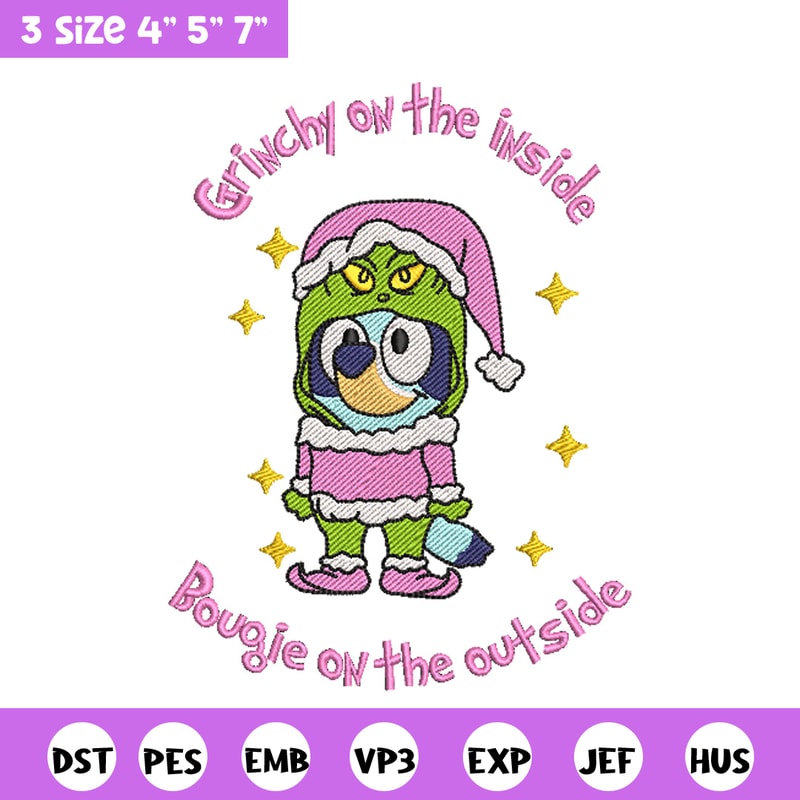 Bluey grinchy embroidery design, Bluey embroidery, Chrismas design, Embroidery file, Embroidery shirt,Digital download.jpg