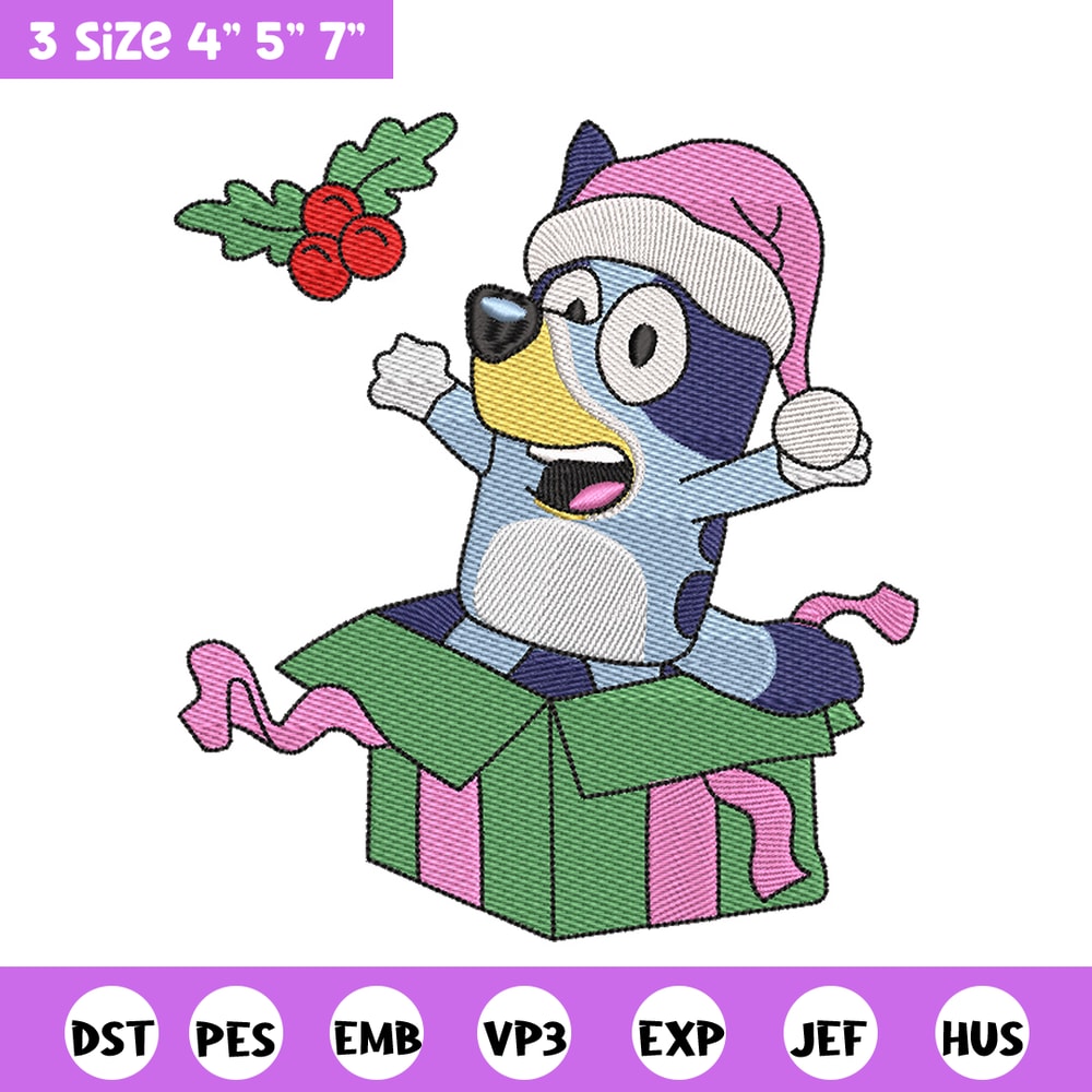 Bluey merry embroidery design, Bluey embroidery, Chrismas design, Embroidery file, Embroidery shirt, Digital download.jpg