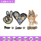 Bluey Peace Love bandit Embroidery design, Bluey cartoon Embroidery, cartoon design, Embroidery File, Digital download.jpg