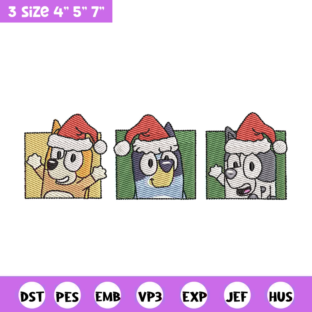 Bluey poster embroidery design, Bluey embroidery, Chrismas design, Embroidery file, Embroidery shirt,Digital download.jpg