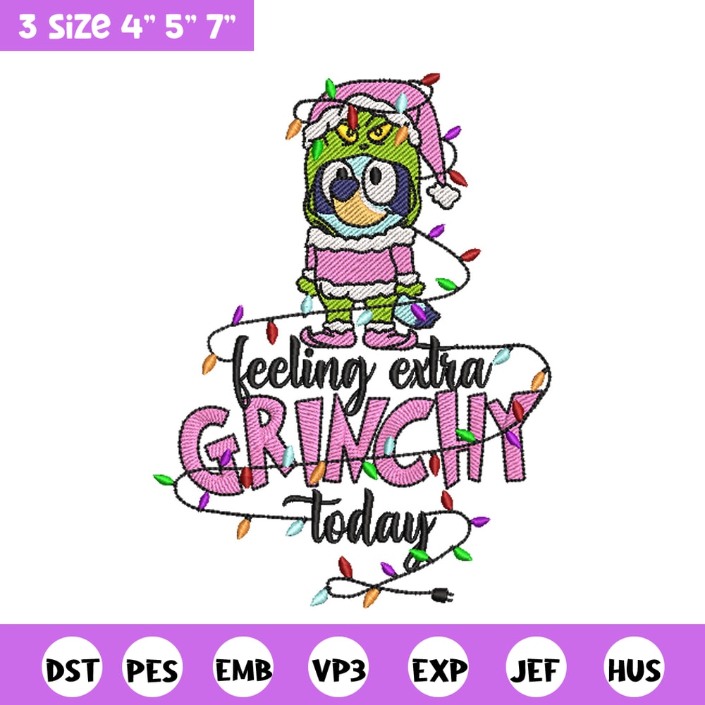 Bluey x grinch embroidery design, Bluey embroidery, Chrismas design, Embroidery file, Embroidery shirt, Digital download.jpg