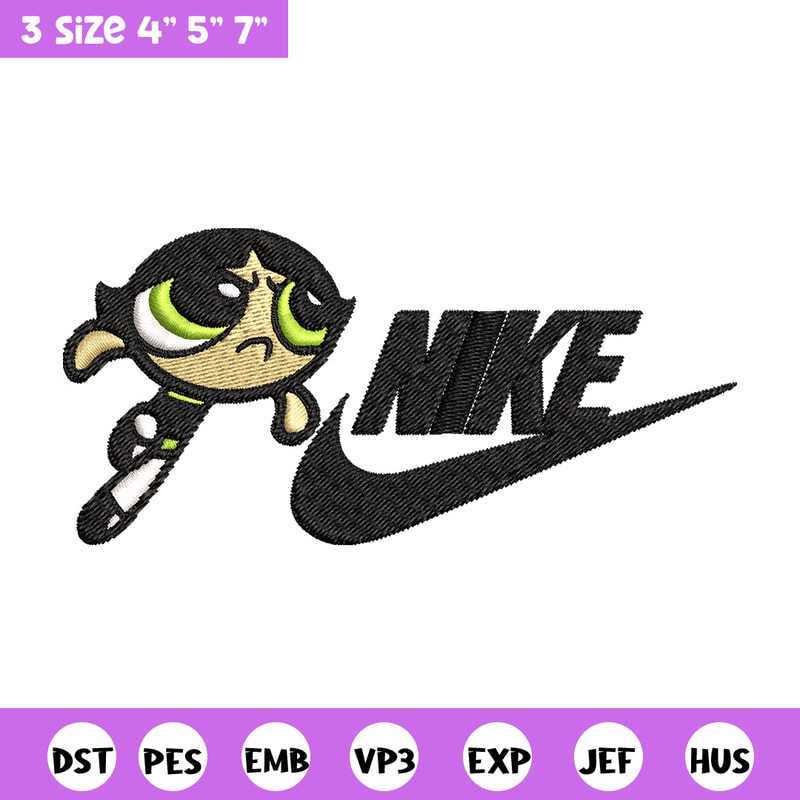 Buttercup Nike Embroidery design, Powerpuff Girls cartoon Embroidery, Nike design, Embroidery file, Instant download..jpg