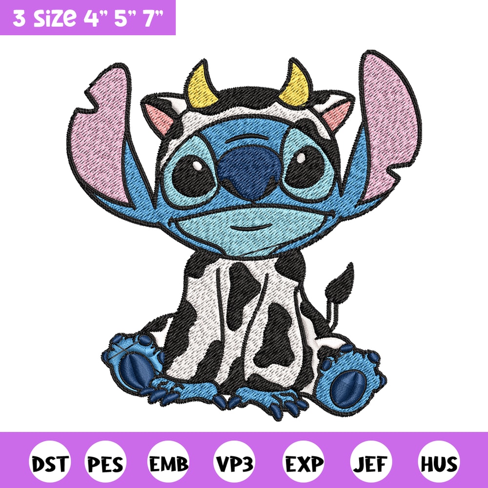 Cow Stitch Embroidery design, Cow Stitch Embroidery, cartoon design, Embroidery File, cartoon shirt, Digital download..jpg
