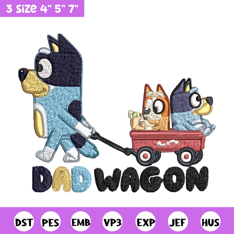 Dad wegon bluey Embroidery, Bluey cartoon Embroidery, Embroidery File, cartoon design, cartoon shirt, Digital download..jpg
