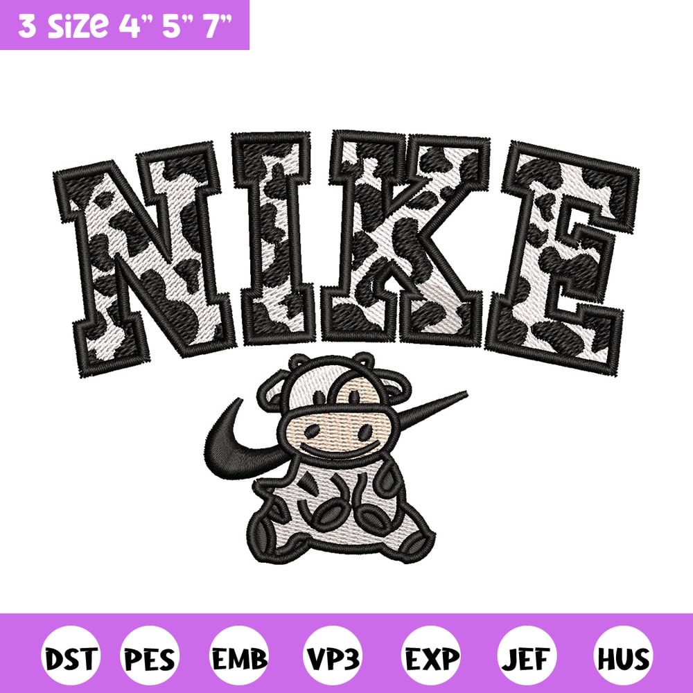 Dairy cow x nike embroidery design, Cow embroidery, Nike design, Embroidery shirt, Embroidery file, Digital download.jpg