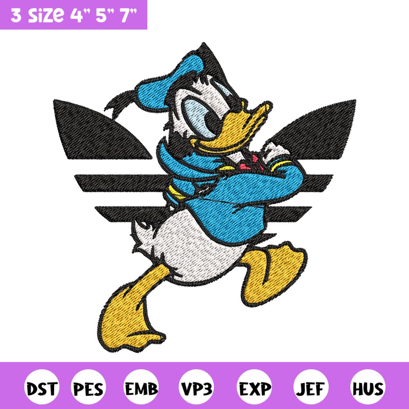 Duck cartoon adidas Embroidery Design, Adidas Embroidery, Brand Embroidery, Embroidery File, Logo shirt,Digital download.jpg