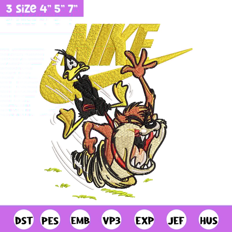 Duffy and Taz Nike Embroidery design, cartoon Embroidery, Nike design, Embroidery file, logo shirt, Instant download..jpg