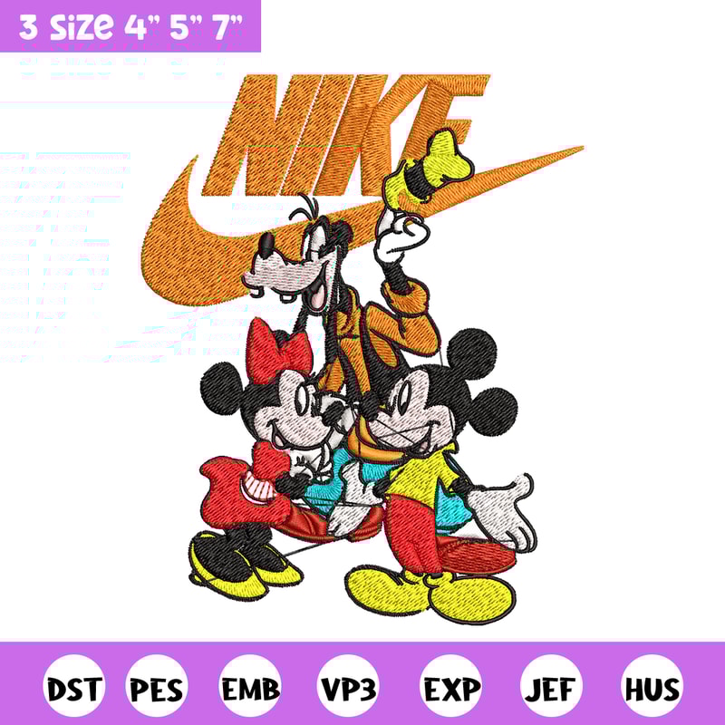 Mickey Mouse friends Nike Embroidery design, Disney Embroidery, Nike design, Embroidery file, Instant download..jpg