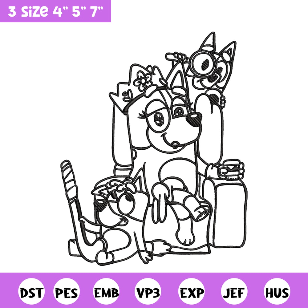 Mum bluey bingo Coloring Pages Embroidery, Bluey Embroidery, Embroidery File, cartoon design, Digital download..jpg