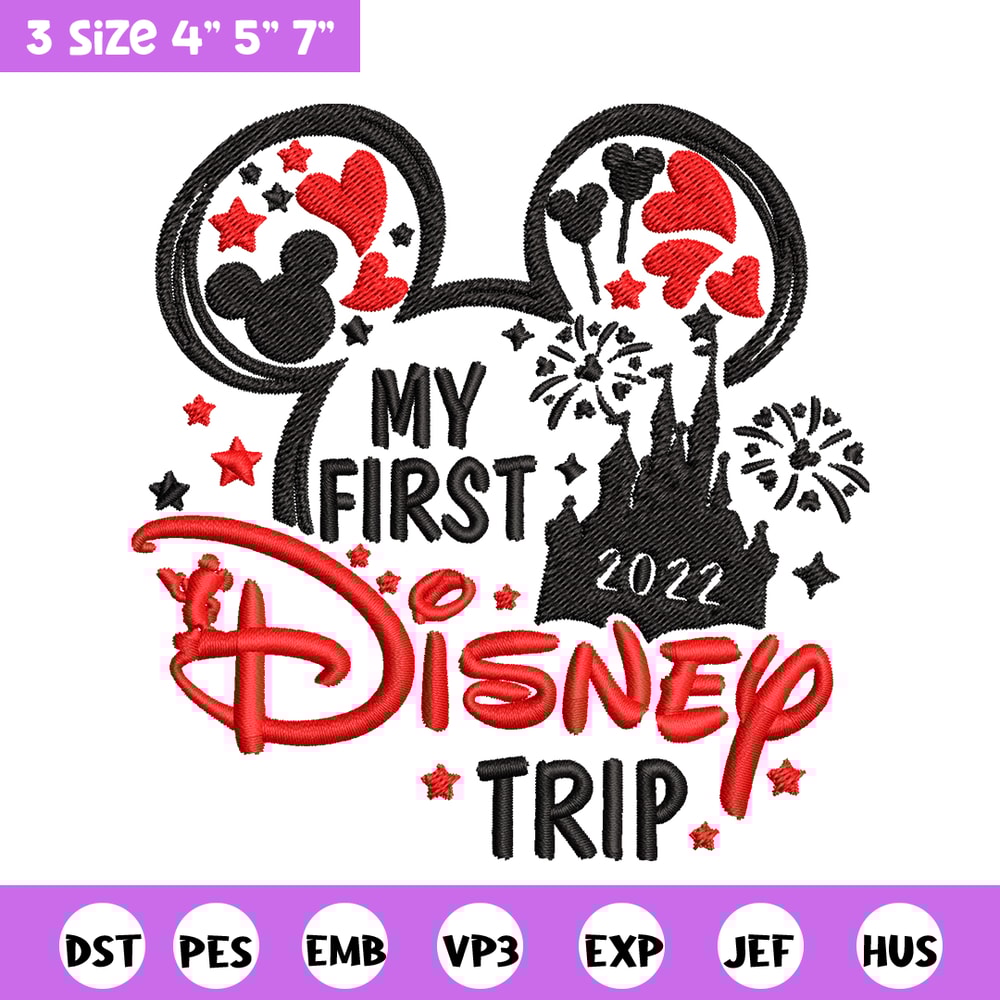 My First Disney Trip Embroidery design, Disney Embroidery, Disney design, Embroidery File, Digital download..jpg
