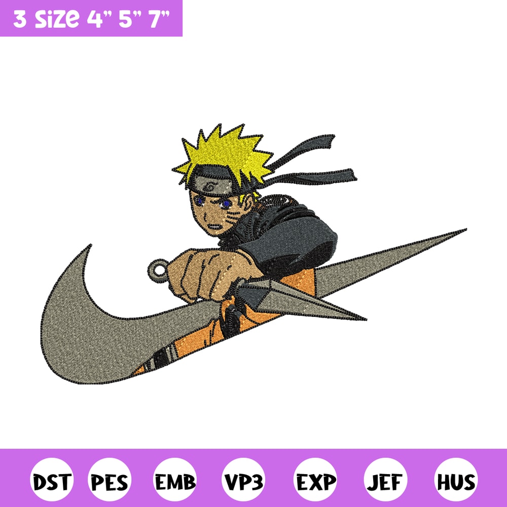 Naruto Kunai Nike Nike embroidery design, Naruto embroidery, Nike design, anime design, anime shirt, Digital download.jpg