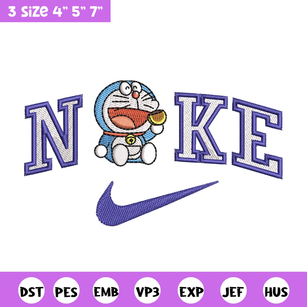 Nike doraemon embroidery design, Doraemon embroidery, Emb design, Embroidery shirt, Embroidery file, Digital download.jpg