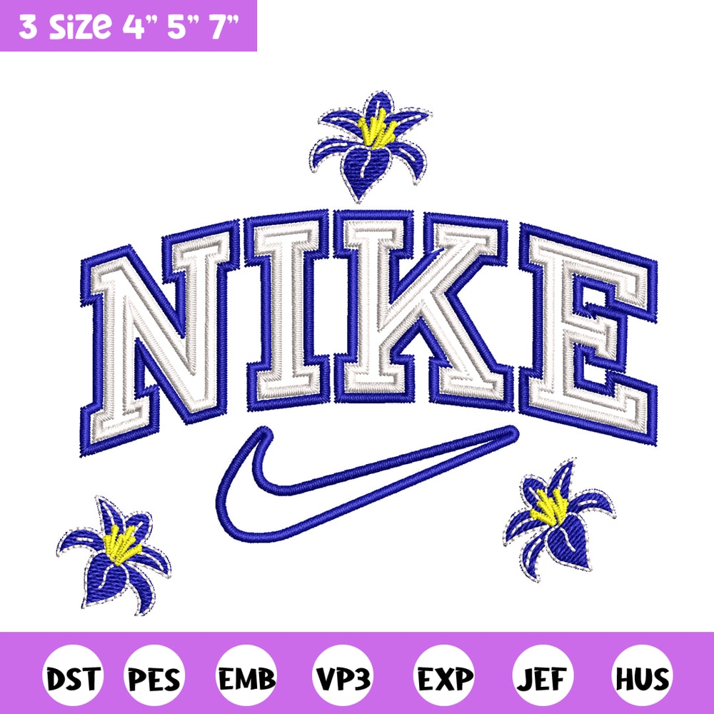 Nike flower embroidery design, Flower embroidery, Nike design, Embroidery shirt, Embroidery file, Digital download.jpg