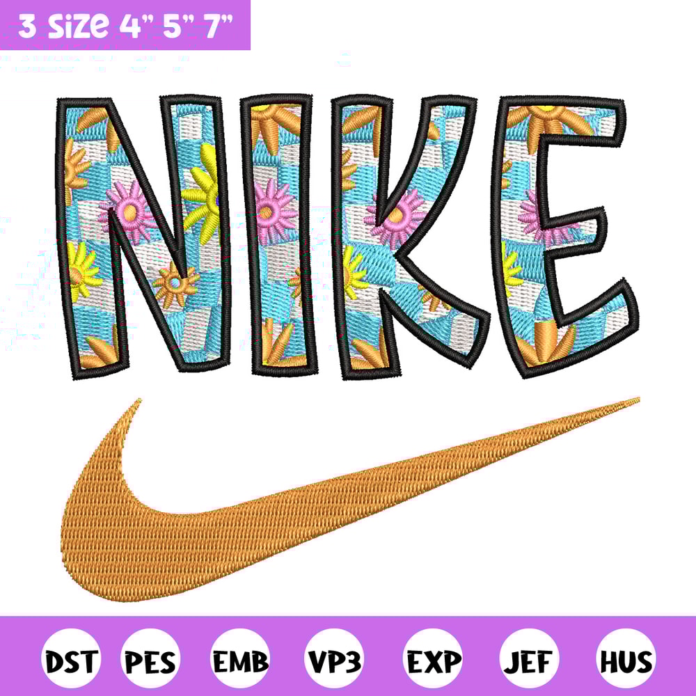 Nike flower embroidery design, Flower embroidery, Nike design, Embroidery shirt, Embroidery file,Digital download.jpg