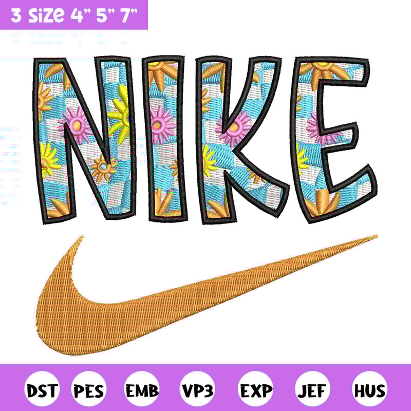 Nike flower embroidery design, Flower embroidery, Nike design, Embroidery shirt, Embroidery file,Digital download.jpg