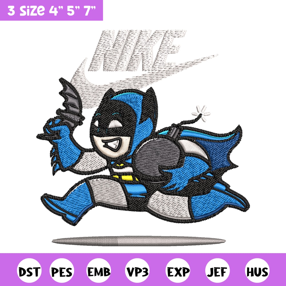 Nike Funny Batman Embroidery design, Batman cartoon Embroidery, Nike design, Embroidery file, Instant download..jpg