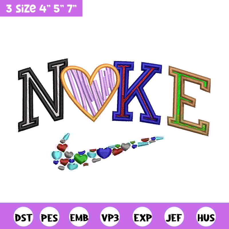 Nike heart color embroidery design, Logo embroidery, Nike design, Embroidery shirt, Embroidery file, Digital download.jpg
