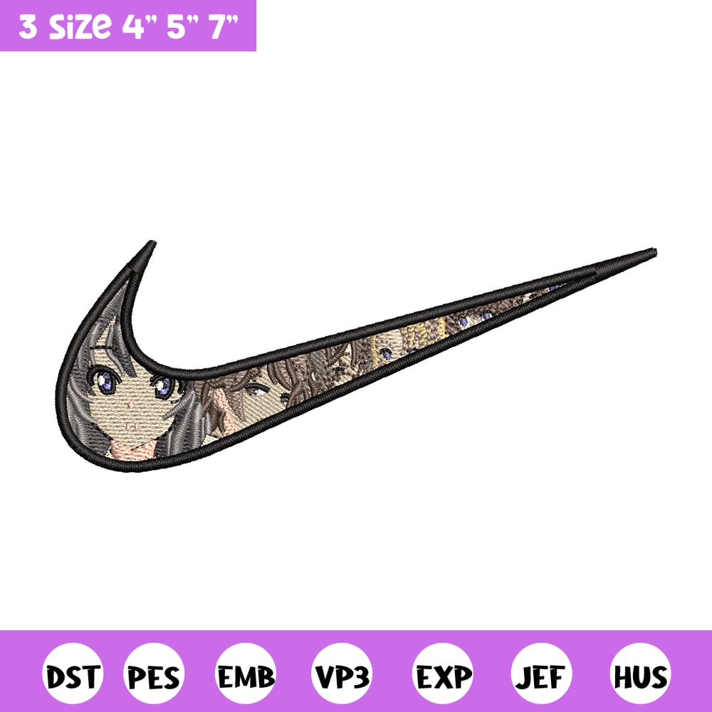 Nike mai embroidery design, Seishun Buta embroidery, Nike design,Embroidery file,Embroidery shirt,Digital download.jpg