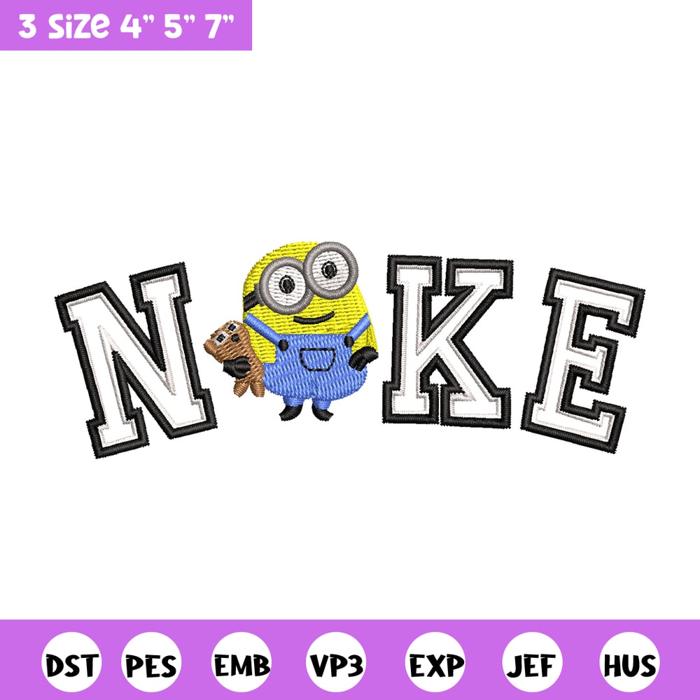 Nike minion embroidery design, Minion embroidery, Nike design, Embroidery shirt, Embroidery file, Digital download.jpg