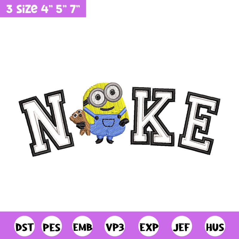 Nike minion embroidery design, Minion embroidery, Nike design, Embroidery shirt, Embroidery file, Digital download.jpg