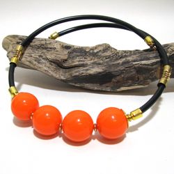 Choker necklace orange and black color, trending contemporary style, nice gift for girlfriend