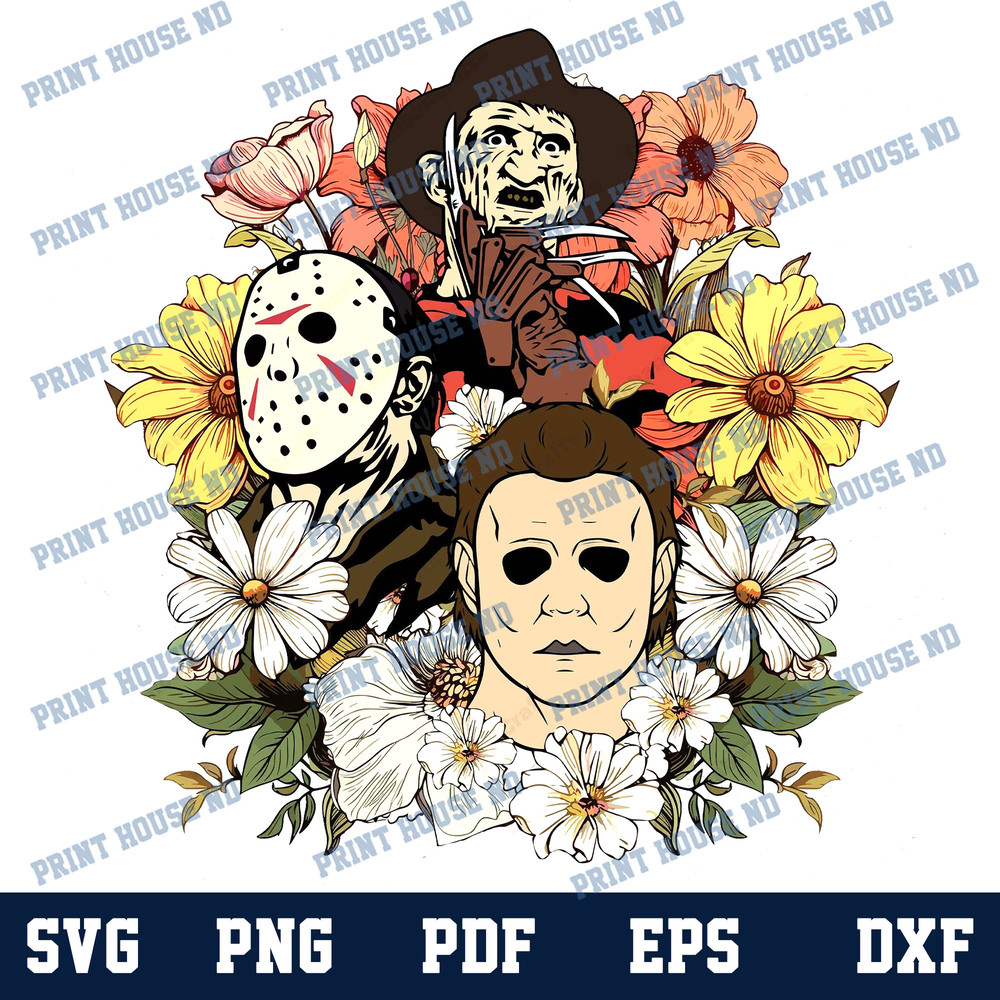 Fall Horror Movie Character Png Fall Horror Png Retro Hobo Flower Png Fall Pumpkin Leaves Png Horror Halloween Png 0
