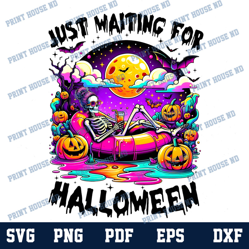 Just Waiting For Halloween Png Spooky Summer Halloween Png Scary Halloween Png Spooky Png Spooky Sublimation Design 0