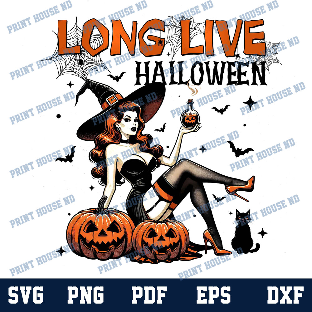 Long Live Halloween Png Vintage Halloween Png Witch Png Spooky Season Png Retro Halloween Png Svg 0