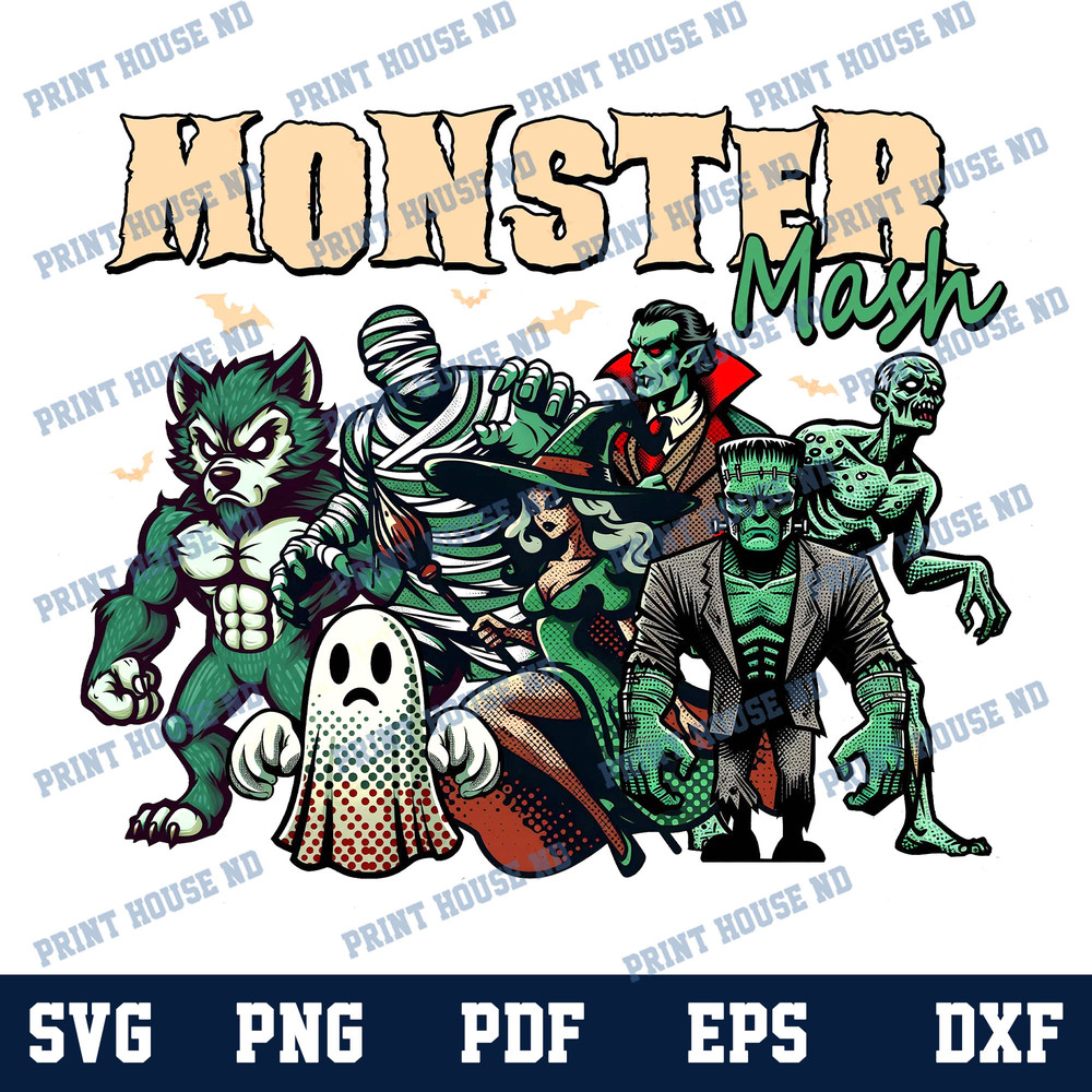 Retro Halloween Monster Png Monster Mash Png Vintage Ghost Halloween Png Monster Tee Png Halloween Mash Png Svg 0